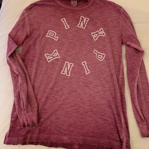 PINK Victoria's Secret Long Sleeve Crewneck Tee in Heathered Mauve Pink